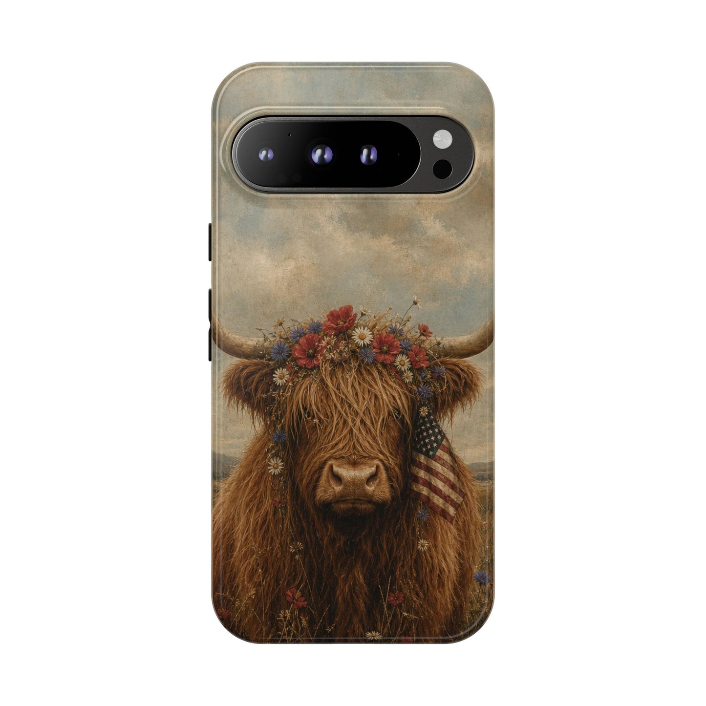 Patriotic Highland Cow Tough Case