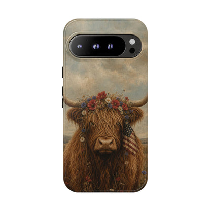 Patriotic Highland Cow Tough Case