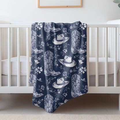 Navy Floral Boots Blanket