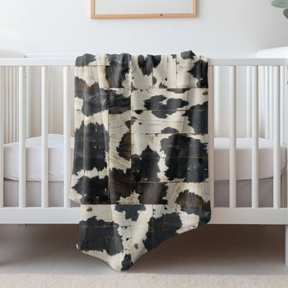 Black Wooden Cowhide Blanket