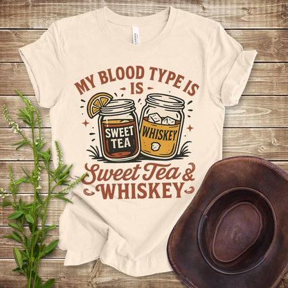 My Blood Type is Sweet Tea and Whiskey T-shirt