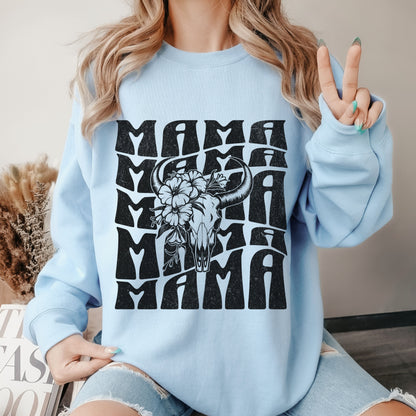 Bull Skull Mama Crew Sweatshirt