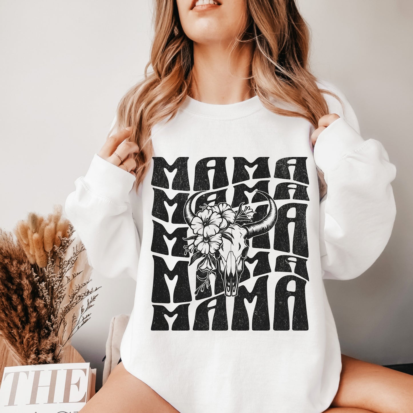 Bull Skull Mama Crew Sweatshirt