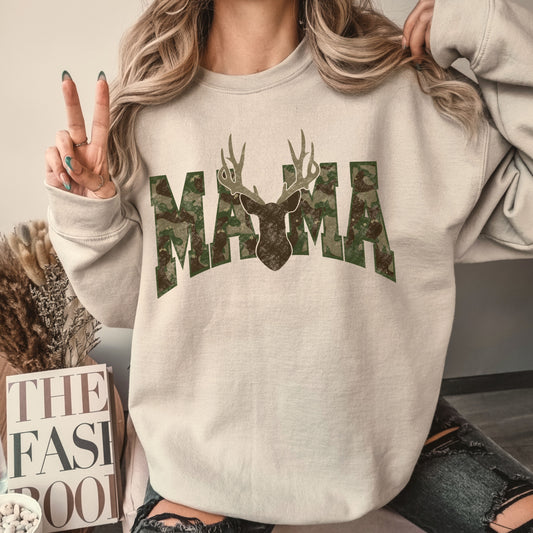 Camo Deer Mama Crew Sweatshirt