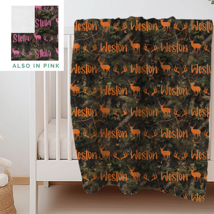 Personalized Camo Deer Blanket