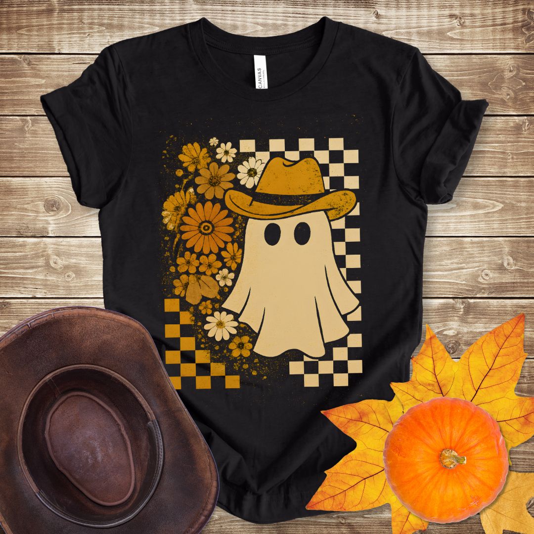 Checker Floral Cowboy Ghost T-shirt
