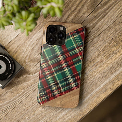 Country Christmas Plaid and Wood Phone Case