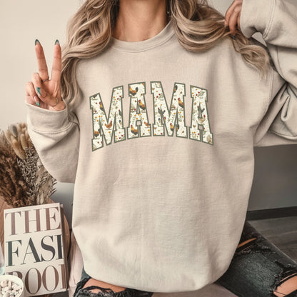 Cottage Core Chickens Mama Crew Sweatshirt