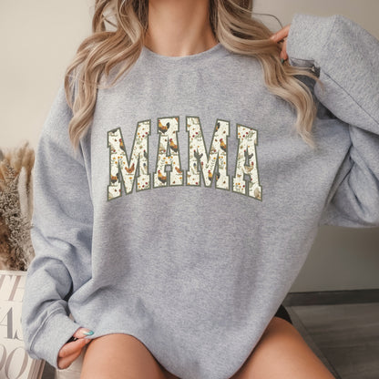 Cottage Core Chickens Mama Crew Sweatshirt