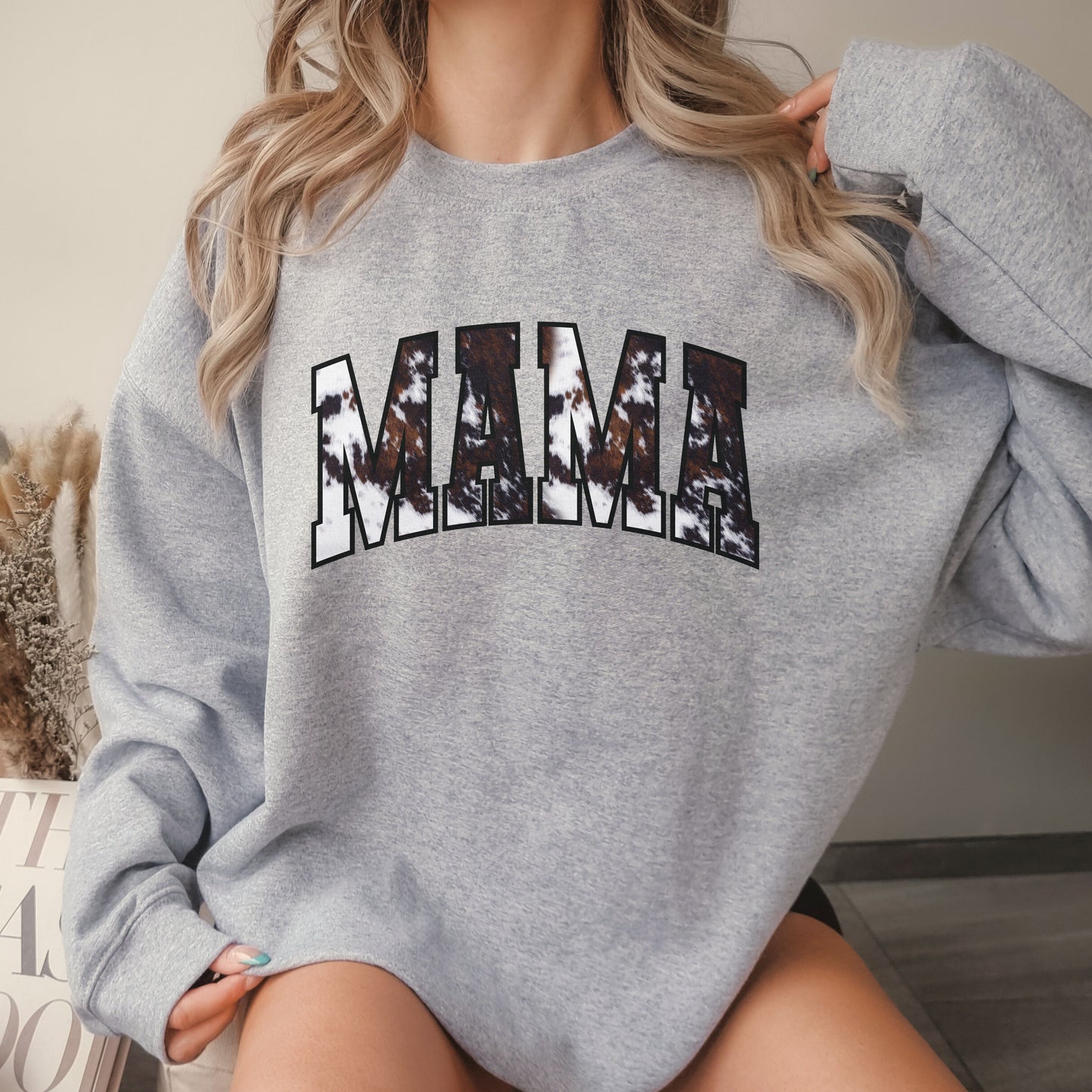 Cowhide Mama Crew Sweatshirt