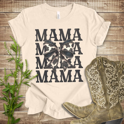 Cowhide Bow Mama T-shirt