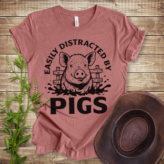 Easily Distracted By Pigs T-shirt