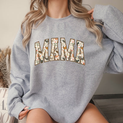 Floral Chickens Mama Crew Sweatshirt