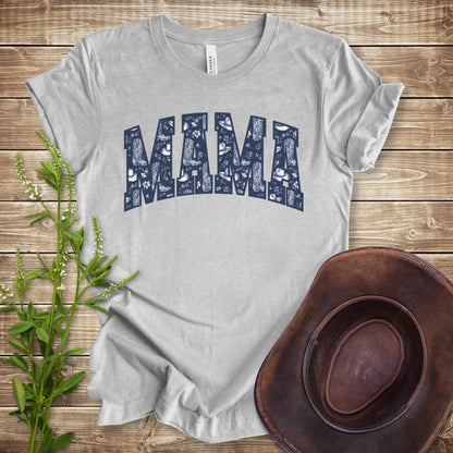 Navy Floral Boots Mama T-shirt