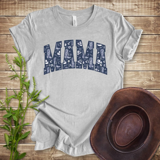 Navy Floral Boots Mama T-shirt