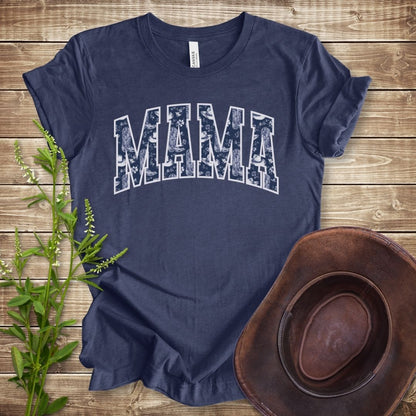 Navy Floral Boots Mama T-shirt