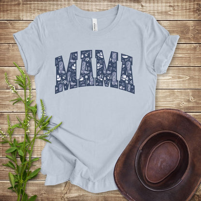 Navy Floral Boots Mama T-shirt