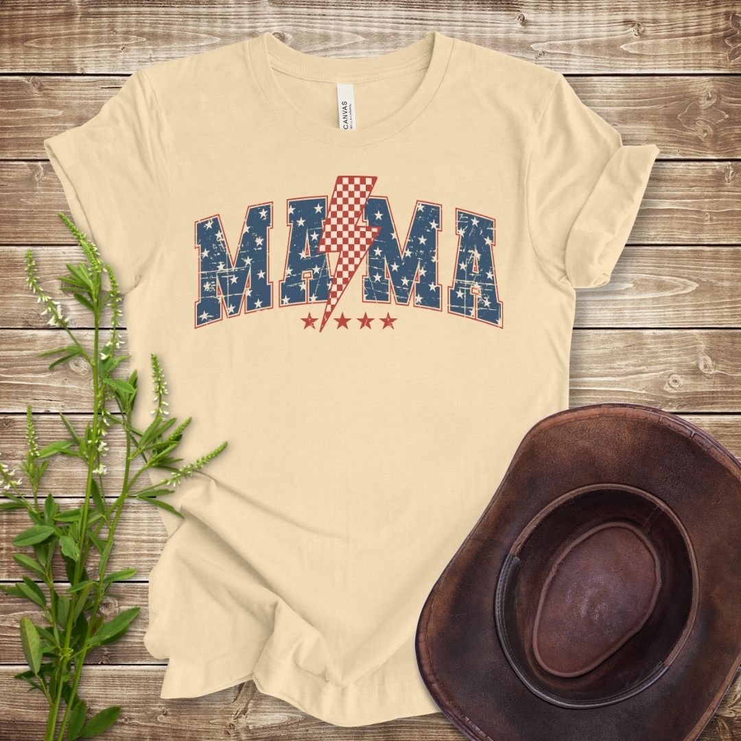 Patriotic Retro Bolt Mama T-shirt