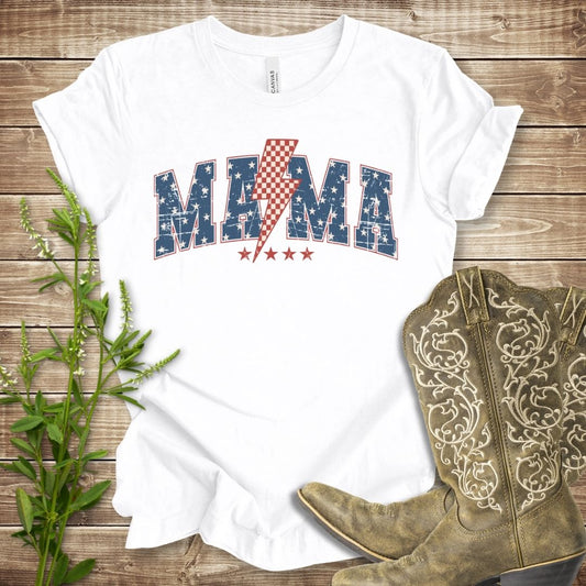 Patriotic Retro Bolt Mama T-shirt