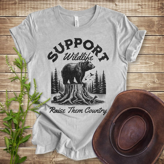 Support Wildlife Raise Them Country Bear T-shirt