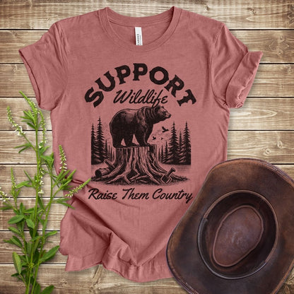 Support Wildlife Raise Them Country Bear T-shirt