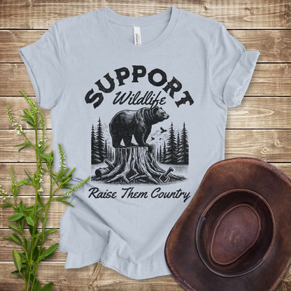 Support Wildlife Raise Them Country Bear T-shirt