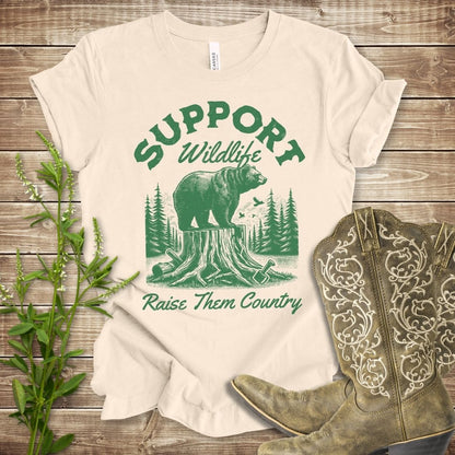 Support Wildlife Raise Them Country Bear T-shirt