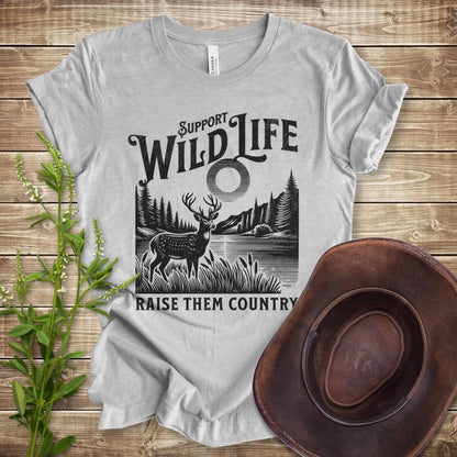 Support Wildlife Raise Them Country Deer T-shirt