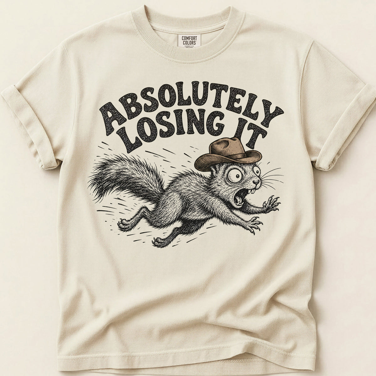 Absolutely Losing It Squirrel T-shirt on Ivory