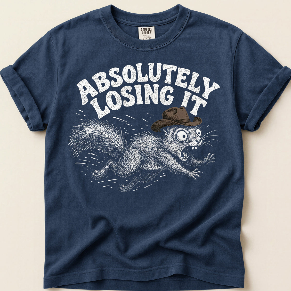 Absolutely Losing It Squirrel T-shirt on Navy
