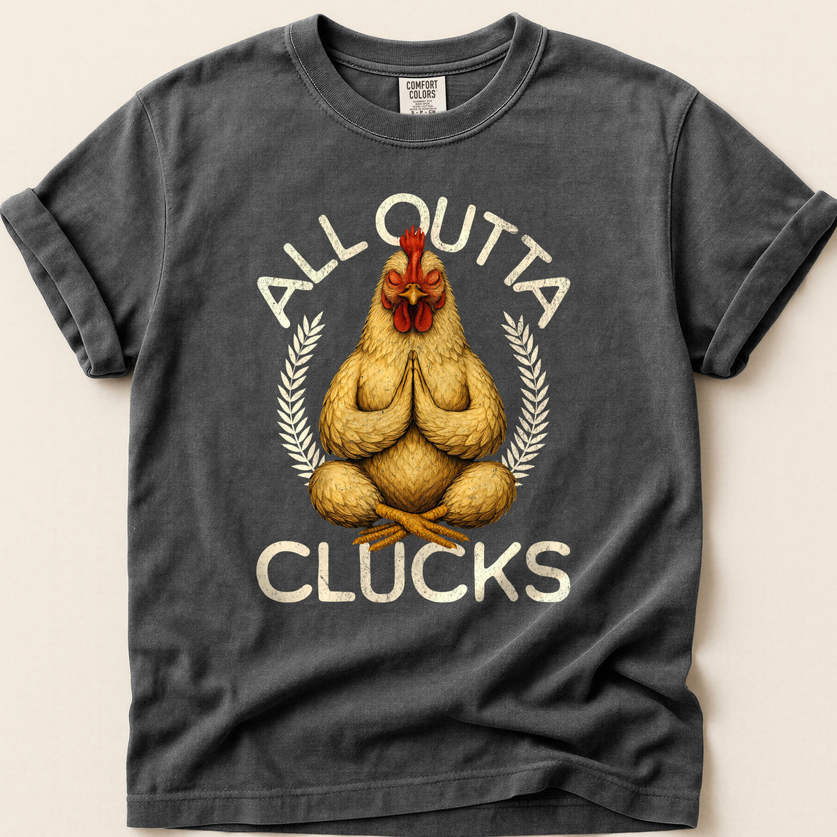 All Outta Clucks T-shirt on Pepper