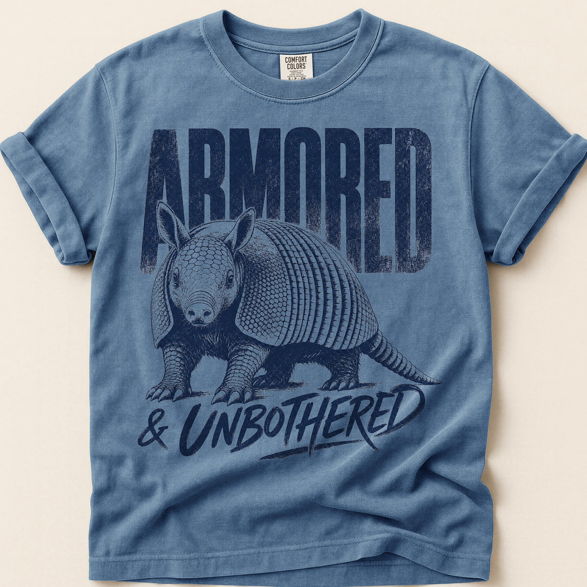 Armored Unbothered T-shirt on Blue Jean