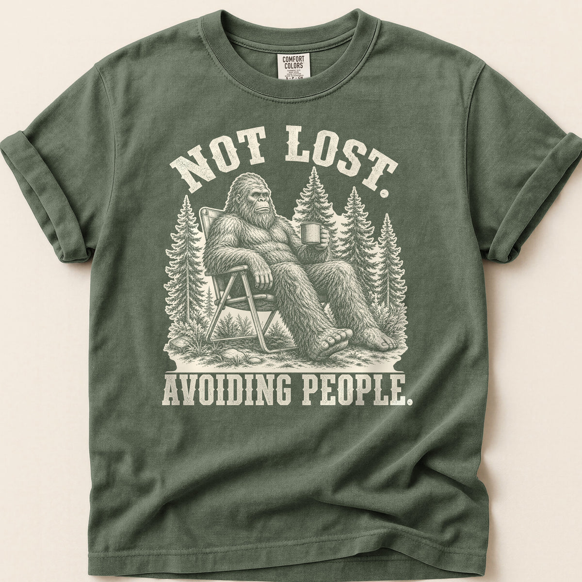 Avoiding People Bigfoot T-shirt on Moss