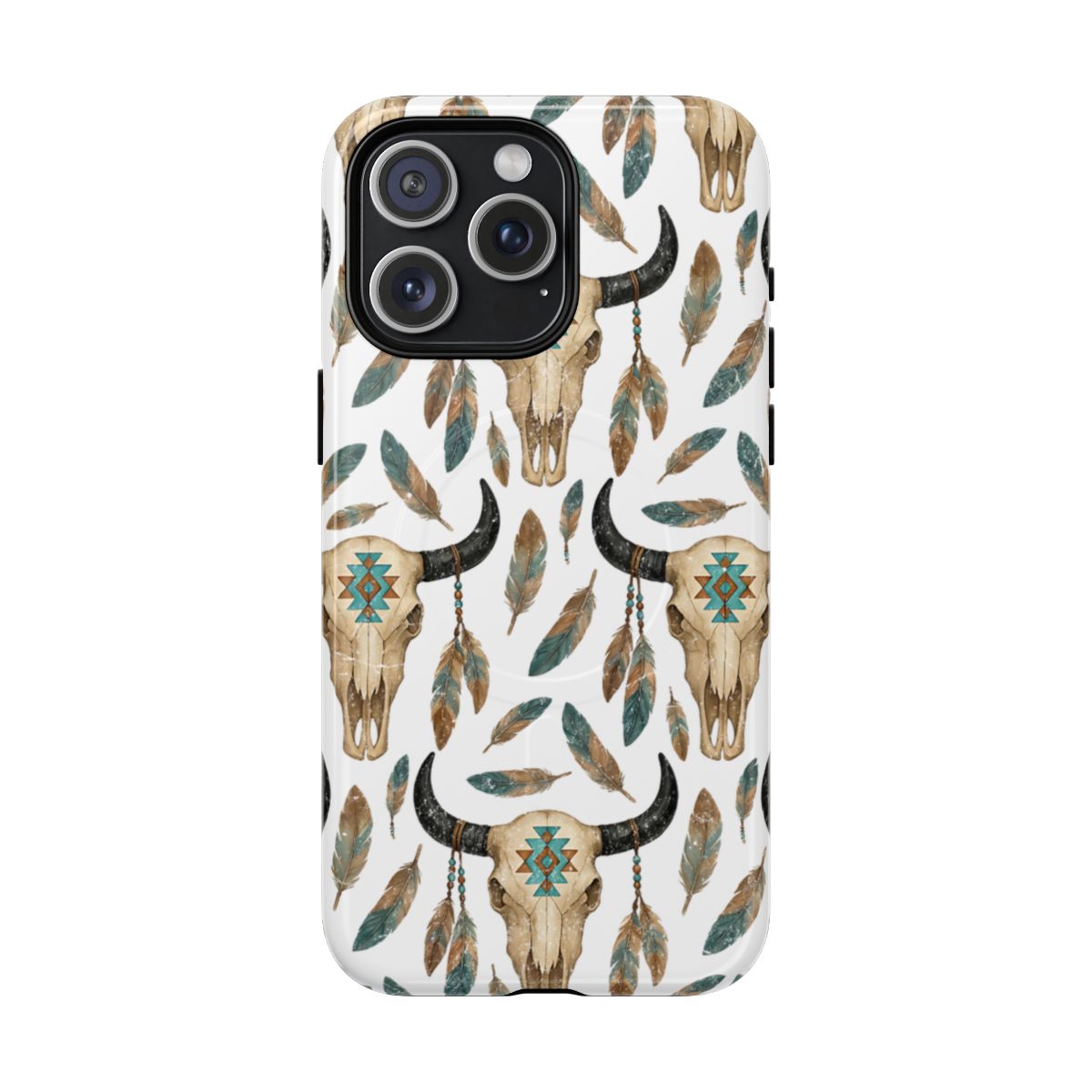 Aztec Feather Skull Magnetic Case