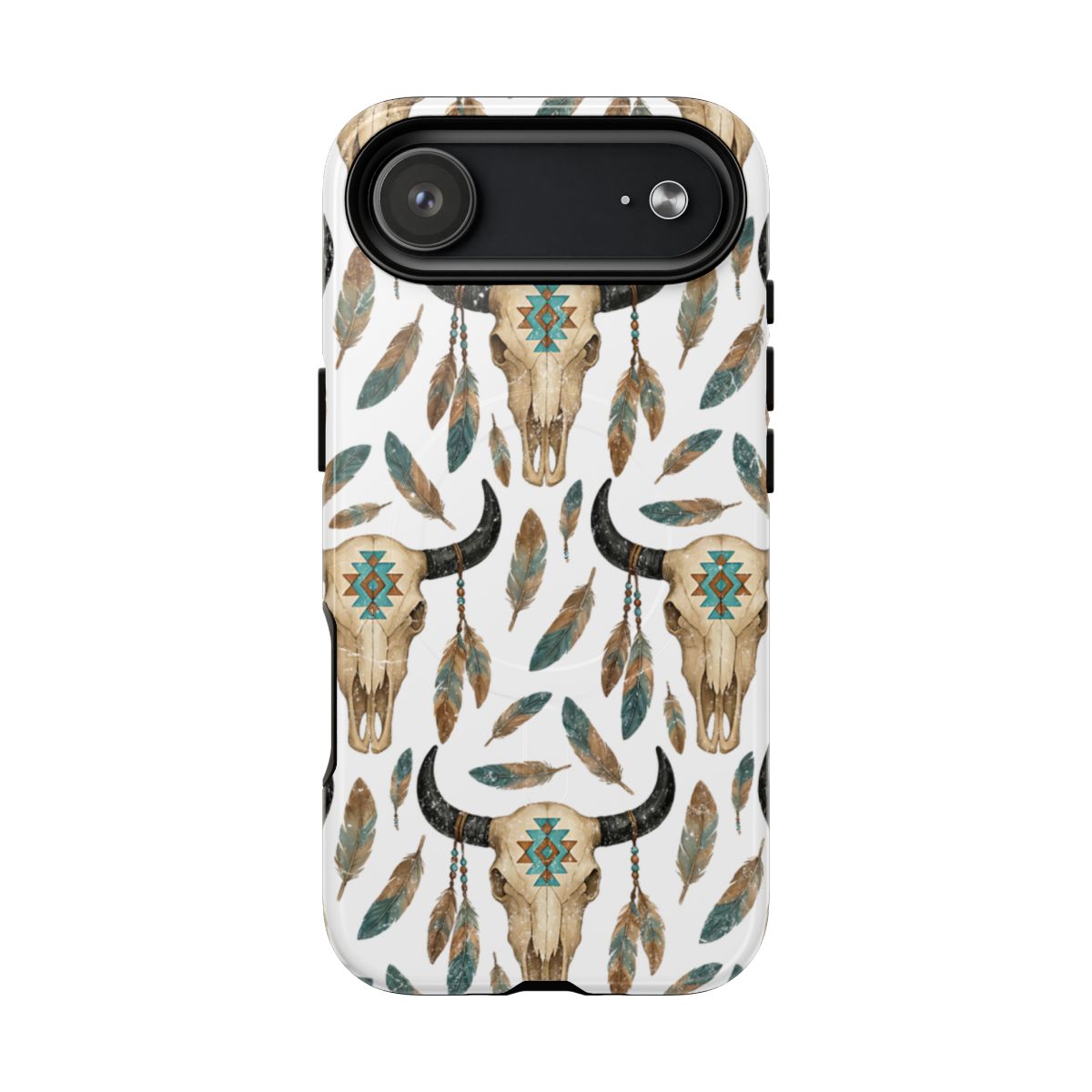 Aztec Feather Skull Magnetic Case