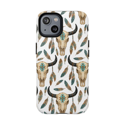 Aztec Feather Skull Magnetic Case