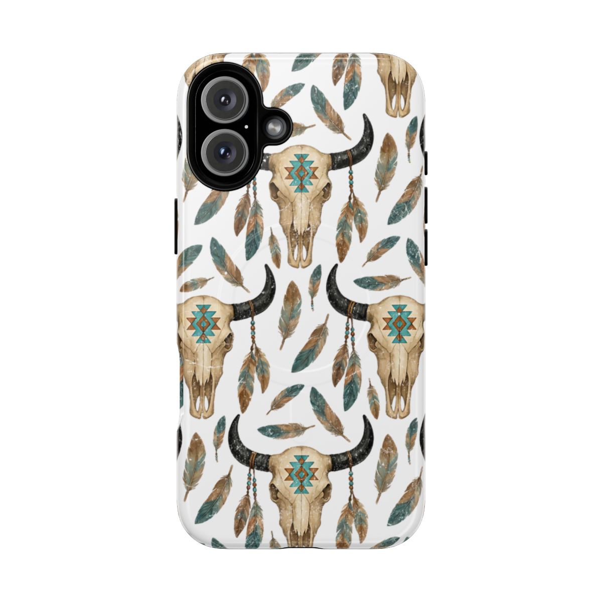 Aztec Feather Skull Magnetic Case