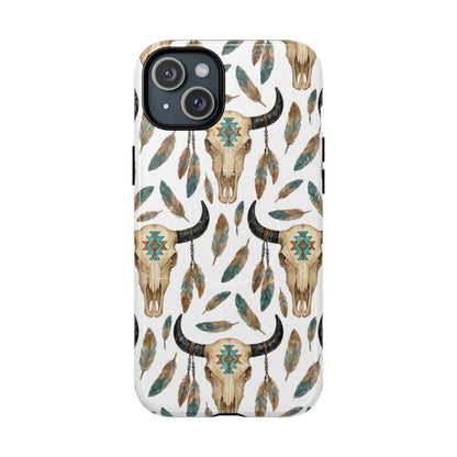 Aztec Feather Skull Magnetic Case