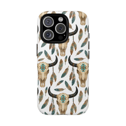Aztec Feather Skull Magnetic Case
