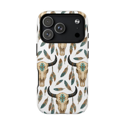 Aztec Feather Skull Magnetic Case