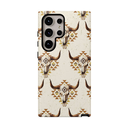 Cream Aztec Skull Tough Case