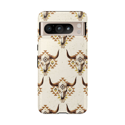 Cream Aztec Skull Tough Case