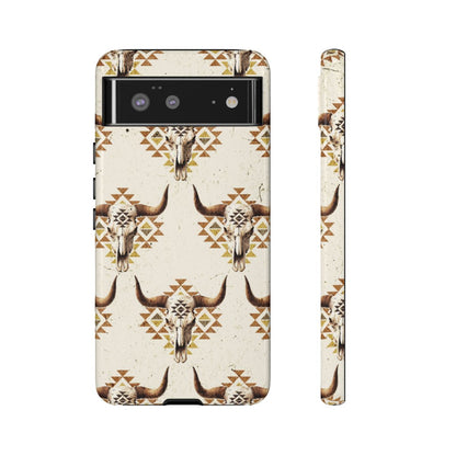 Cream Aztec Skull Tough Case