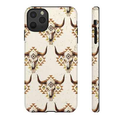 Cream Aztec Skull Tough Case