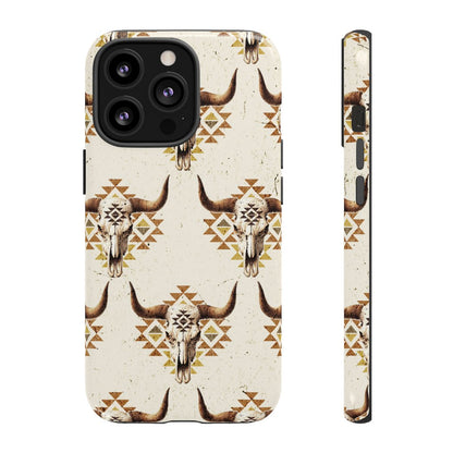 Cream Aztec Skull Tough Case