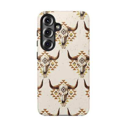 Cream Aztec Skull Tough Case