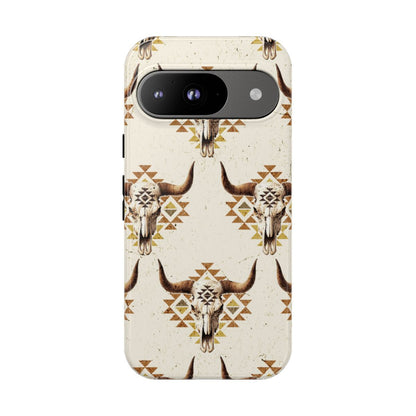 Cream Aztec Skull Tough Case