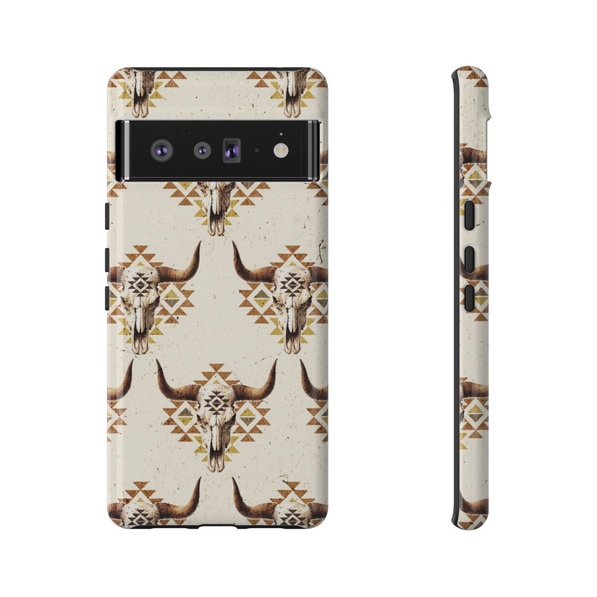 Cream Aztec Skull Tough Case