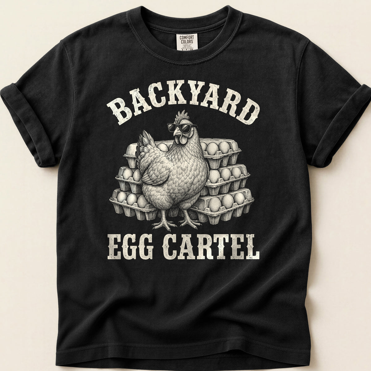 Backyard Egg Cartel T-shirt on Black