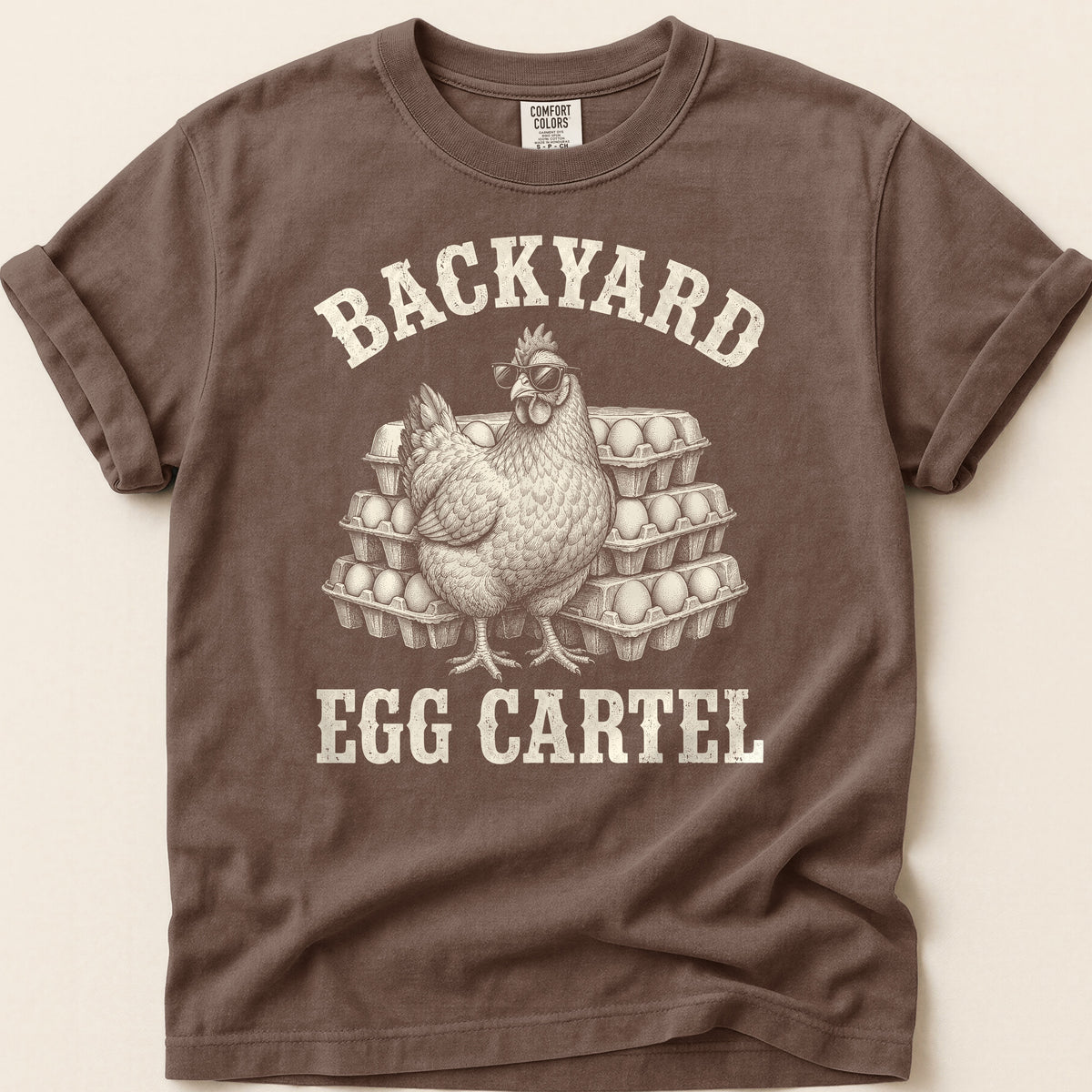 Backyard Egg Cartel T-shirt on Espresso